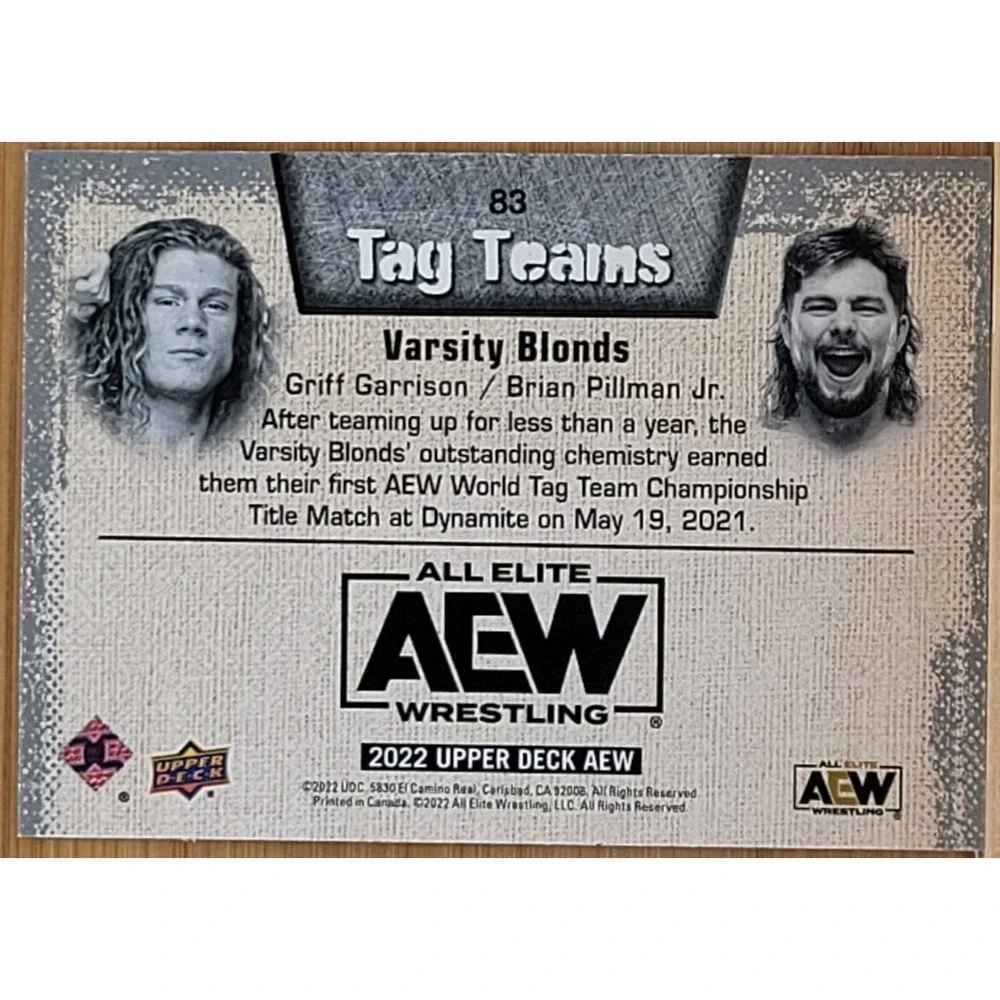 2022 UPPER DECK AEW VARSITY‎ BLONDS DYNAMITE #D/299 BRIAN PILLMAN JF.